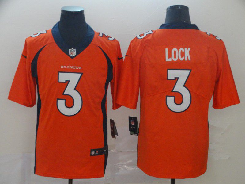 Men Denver Broncos 3 Lock Orange Nike Vapor Untouchable Limited Player NFL Jerseys